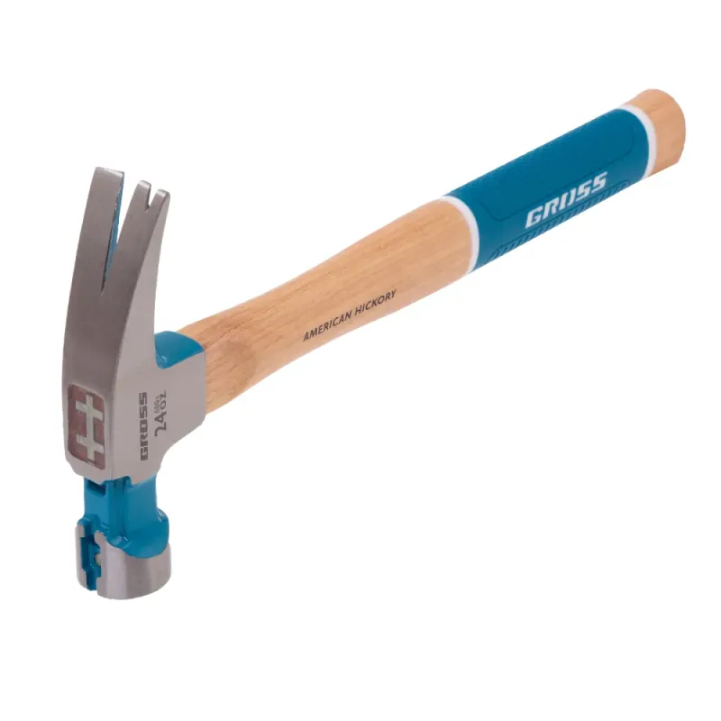Молоток-гвоздодер, 680 г, угол 75, магнит, обрезиненная рукоятка AMERICAN HICKORY  GROSS