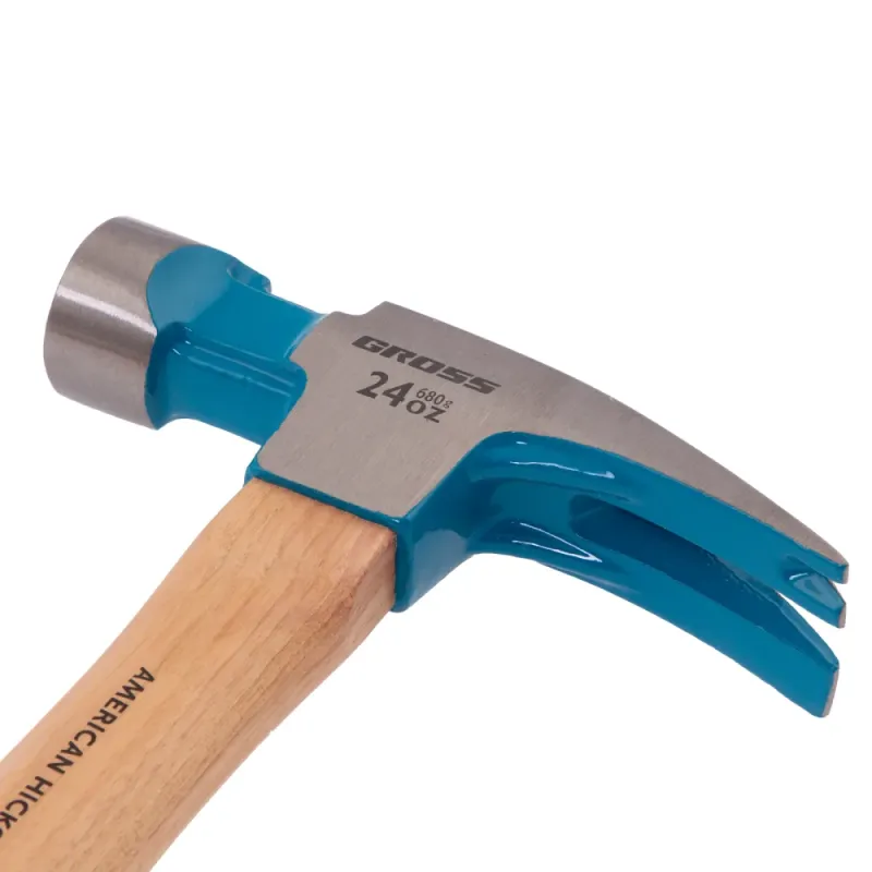 Молоток-гвоздодер, 680 г, угол 75, магнит, обрезиненная рукоятка AMERICAN HICKORY  GROSS