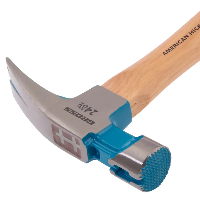 Молоток-гвоздодер, 680 г, угол 75, магнит, обрезиненная рукоятка AMERICAN HICKORY  GROSS