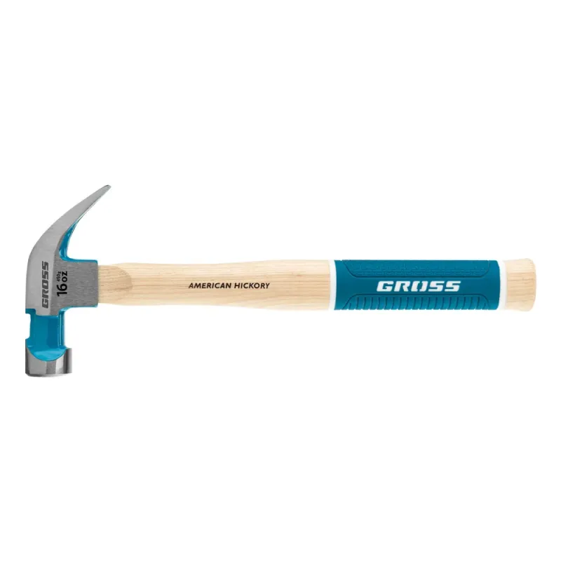 Молоток-гвоздодер,450 г, угол 45, магнит, обрезиненная рукоятка AMERICAN HICKORY  GROSS