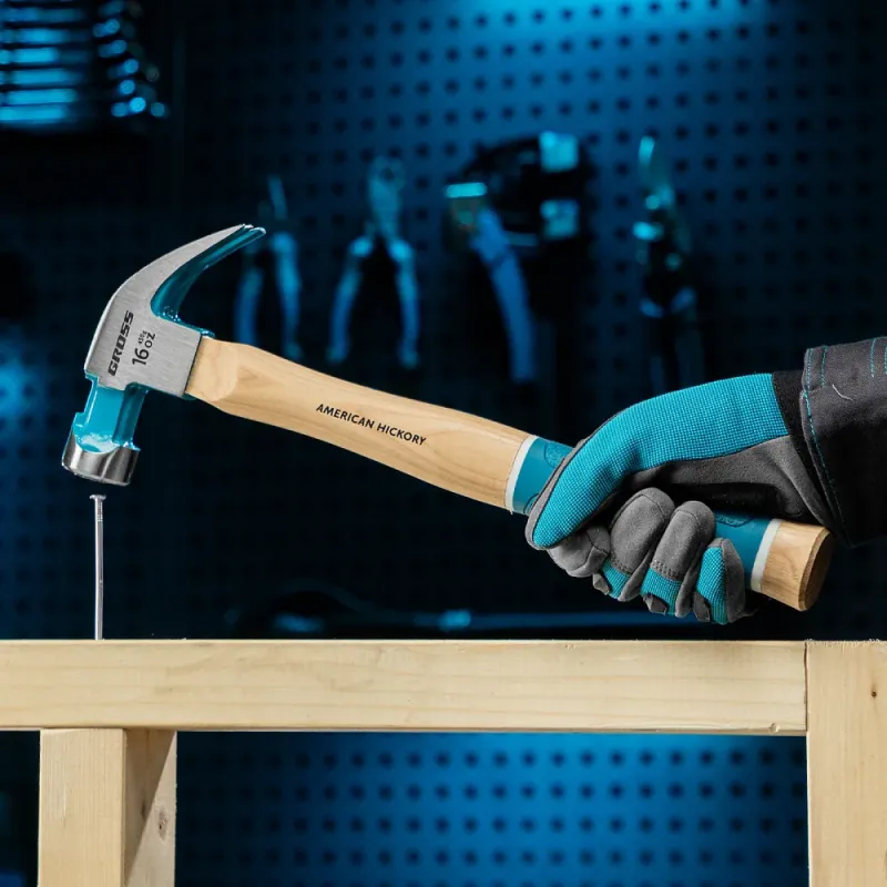 Молоток-гвоздодер,450 г, угол 45, магнит, обрезиненная рукоятка AMERICAN HICKORY  GROSS