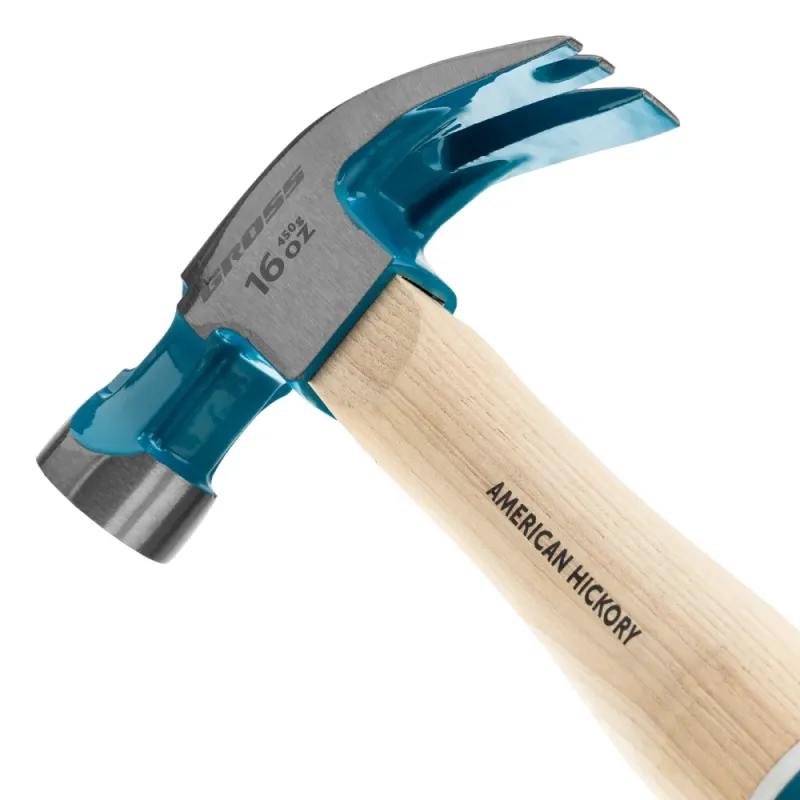 Молоток-гвоздодер,450 г, угол 45, магнит, обрезиненная рукоятка AMERICAN HICKORY  GROSS