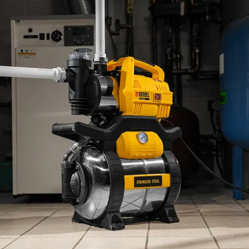 Насосная станция PSХ-950X, Х-Pro, 950 Вт, 3300 л/ч, ресивер 24 л, подъем 38 м, нержавейка Denzel