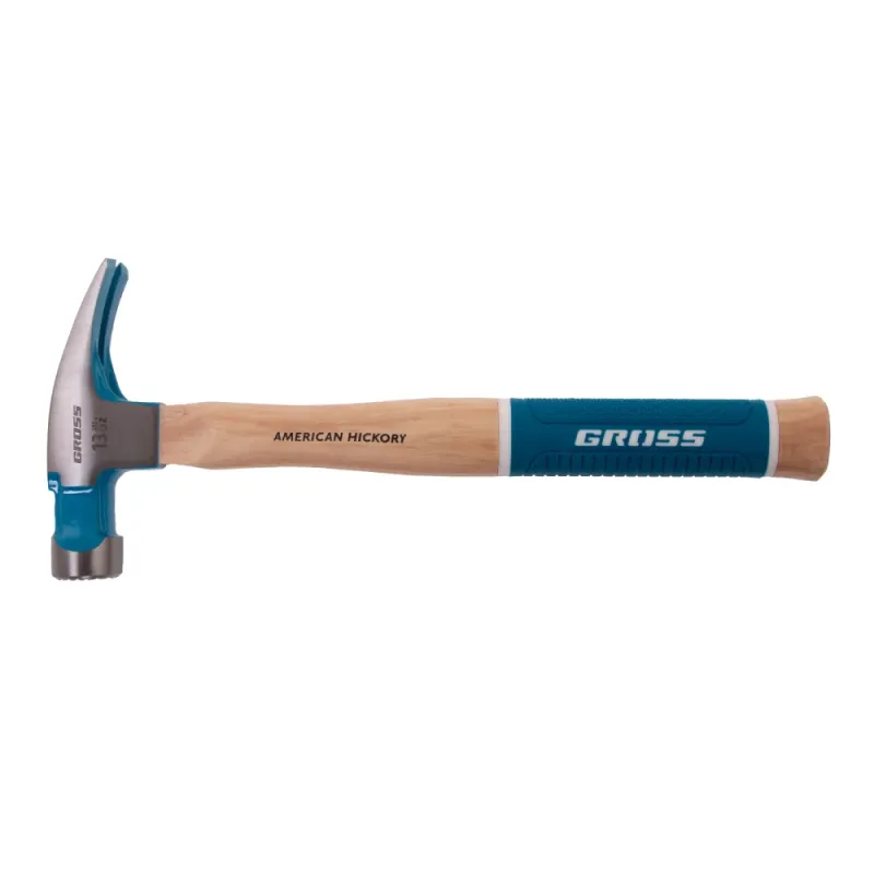 Молоток-гвоздодер, 380 г, угол 75, магнит, обрезиненная рукоятка AMERICAN HICKORY  GROSS