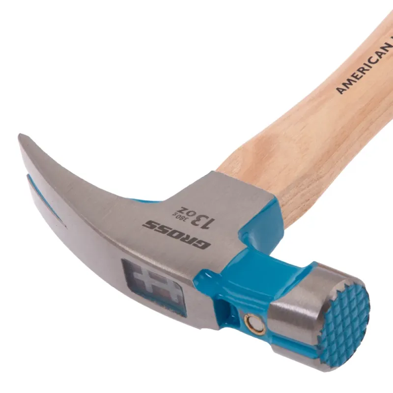 Молоток-гвоздодер, 380 г, угол 75, магнит, обрезиненная рукоятка AMERICAN HICKORY  GROSS