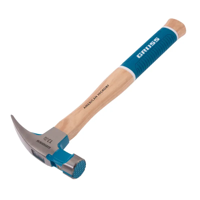 Молоток-гвоздодер, 380 г, угол 75, магнит, обрезиненная рукоятка AMERICAN HICKORY  GROSS