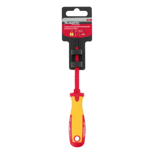 Отвертка Insulated до 1000 В, SL3,0x80 мм, CrMo, 2к рукоятка Matrix