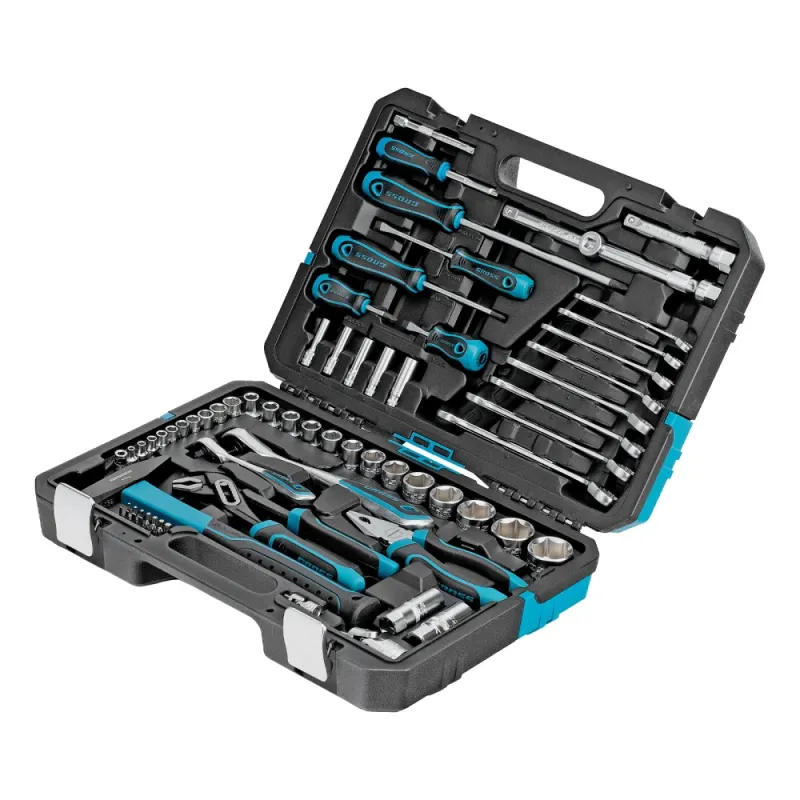 Набор инструментов, 1/4", 1/2", CrV, 120 зубьев, 76 предметов Gross