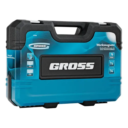 Набор инструментов, 1/4", 1/2", CrV, 120 зубьев, 76 предметов Gross