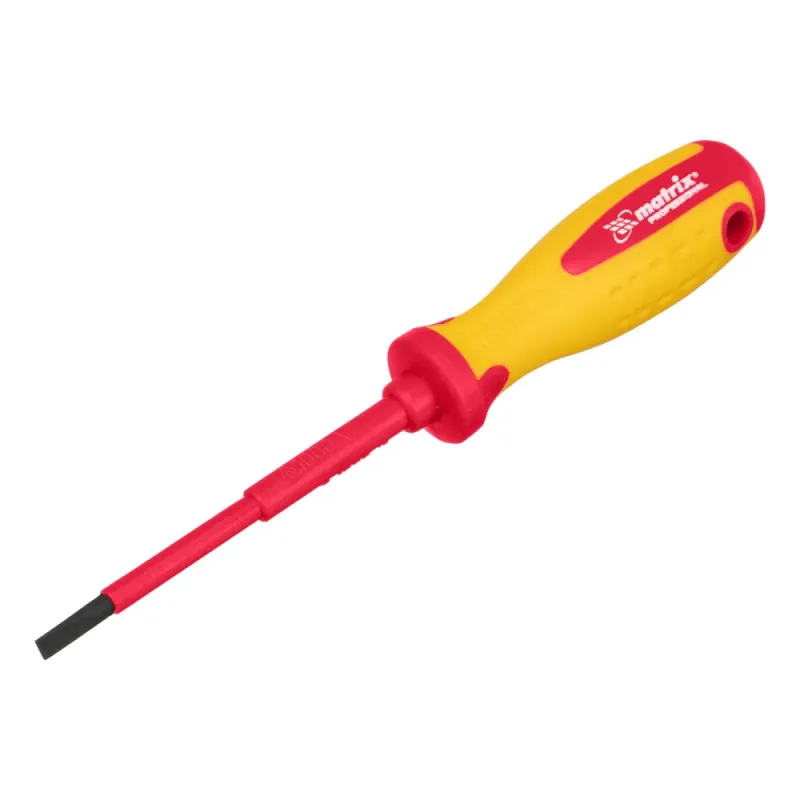 Отвертка Insulated до 1000 В, SL4,0x100 мм, CrMo, 2крукоятка Matrix