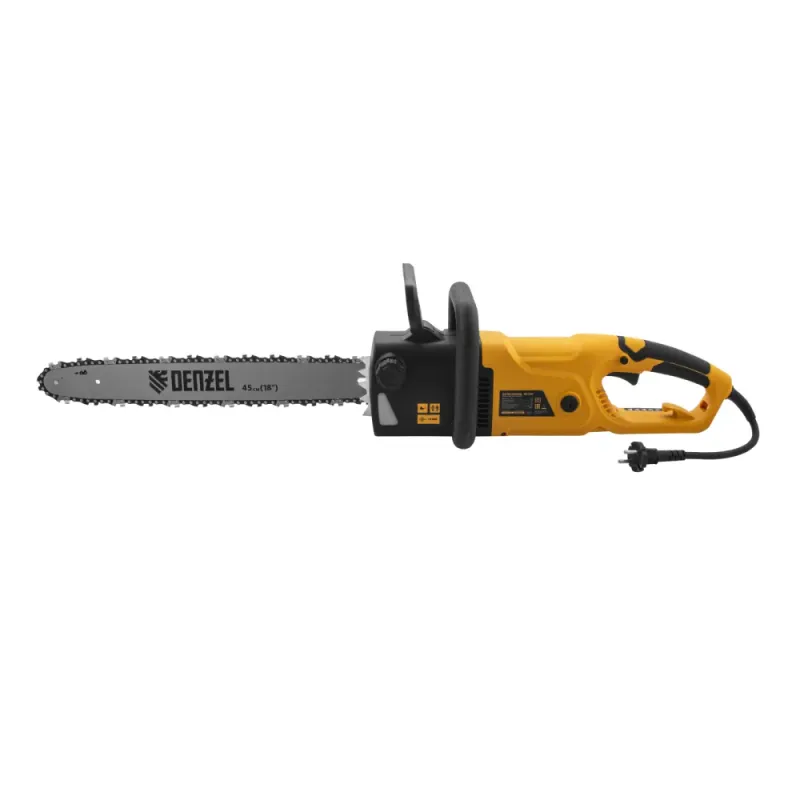 Пила цепная электрическая EDS-2200, 2.2 кВт,продольная, шина 45 см, шаг 3/8, паз 1.3 мм, 62 звена Denzel