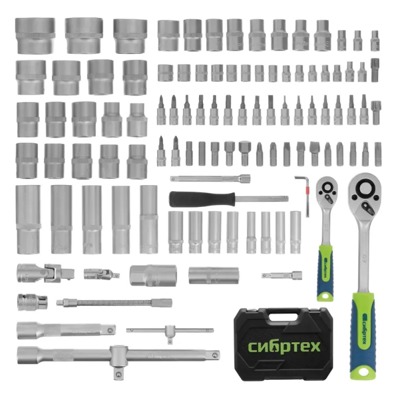 Набор инструментов, 1/2", 1/4", 108 предметов Сибртех