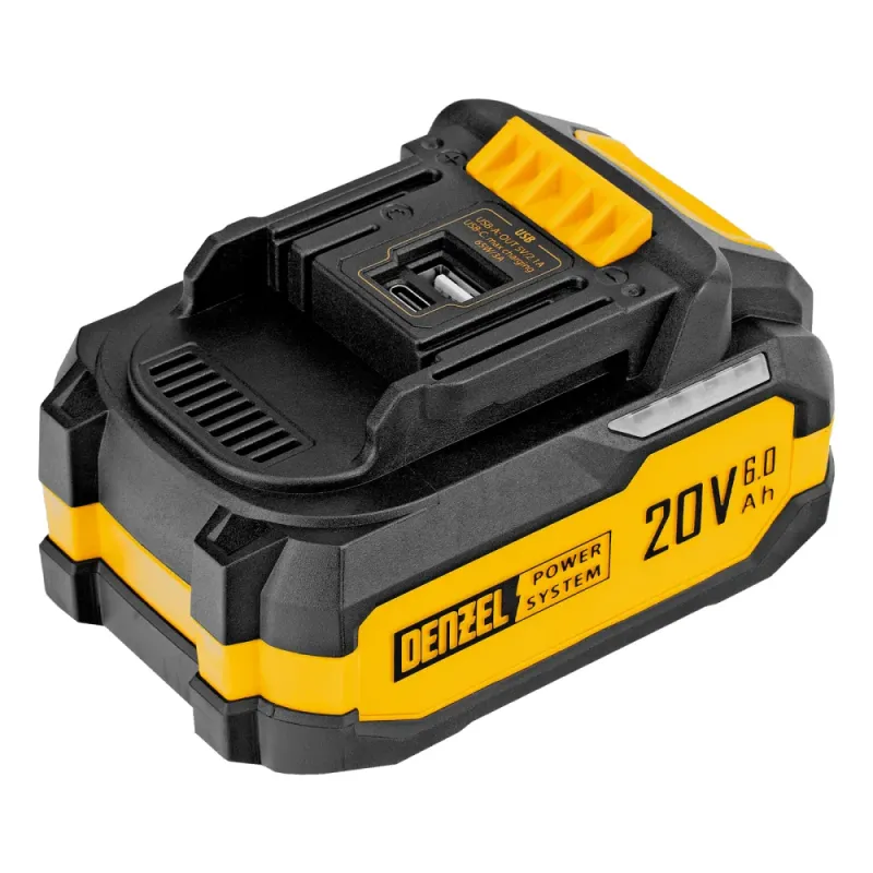 Батарея аккумуляторная BH-20-6.0, Li-Ion, USB, 20 В, 6,0 Ач Denzel