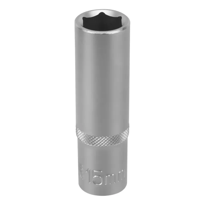 Головка торцевая удлиненная, 15 мм, 6-гранная, CrV, под квадрат 1/2", Stels
