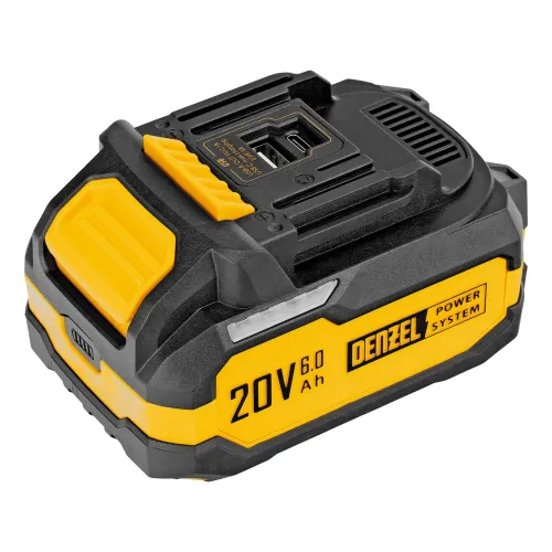 Батарея аккумуляторная BH-20-6.0, Li-Ion, USB, 20 В, 6,0 Ач Denzel