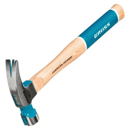 Молоток-гвоздодер,280 г, угол 75, магнит, обрезиненная рукоятка AMERICAN HICKORY GROSS