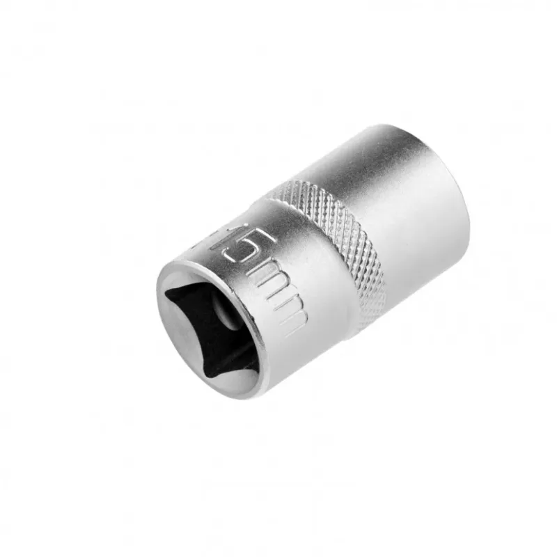 Головка торцевая, 15 мм, 12-гранная, CrV,под квадрат 1/2", хромированная Stels