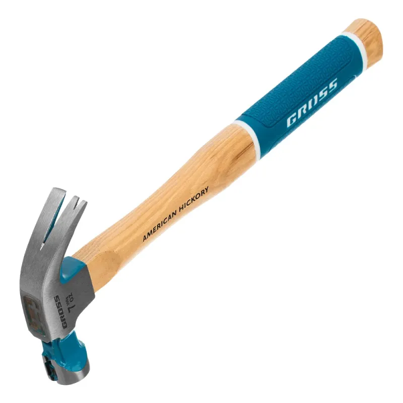 Молоток-гвоздодер,200 г, угол 45, магнит, обрезиненная рукоятка AMERICAN HICKORY  GROSS