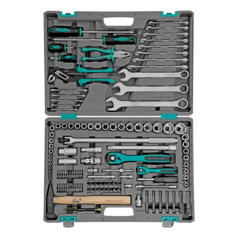 Набор инструментов, 1/4", 1/2", Cr-V, S2, усиленный кейс, 119 предметов Stels