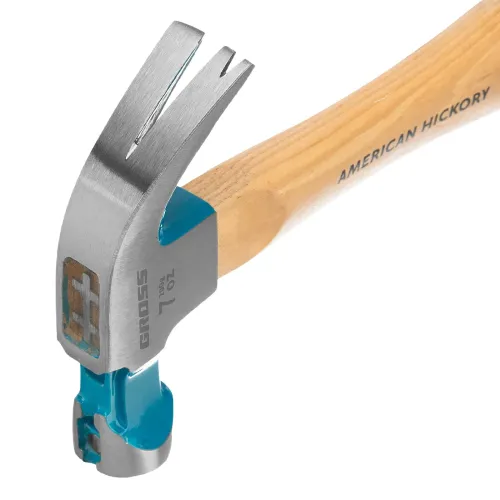 Молоток-гвоздодер,200 г, угол 45, магнит, обрезиненная рукоятка AMERICAN HICKORY GROSS