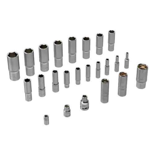 Набор инструментов, 1/2", 1/4", 3/8", CrV, S2, пластиковый кейс, 216 предметов Denzel