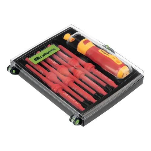 Отвертка диэлектр. до 1000 В, 9 пред. 7 жал, PH + SL + Torx + SP + TW, CrV, 2к рукоятка Сибртех