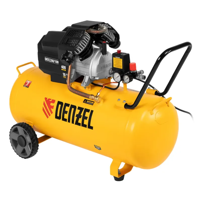 Компрессор воздушный DKV2200/100,Х-PRO 2.2 кВт, 400 л/мин, 100л Denzel