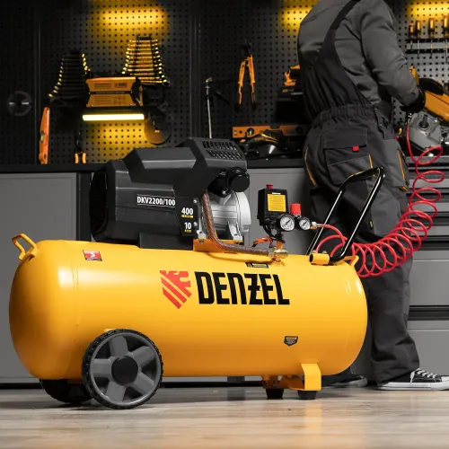 Компрессор воздушный DKV2200/100,Х-PRO 2.2 кВт, 400 л/мин, 100л Denzel
