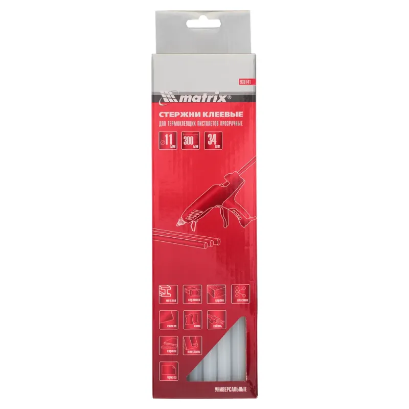 Стержни клеевые, 11 x 300 мм, прозрачные, 34 шт. Matrix