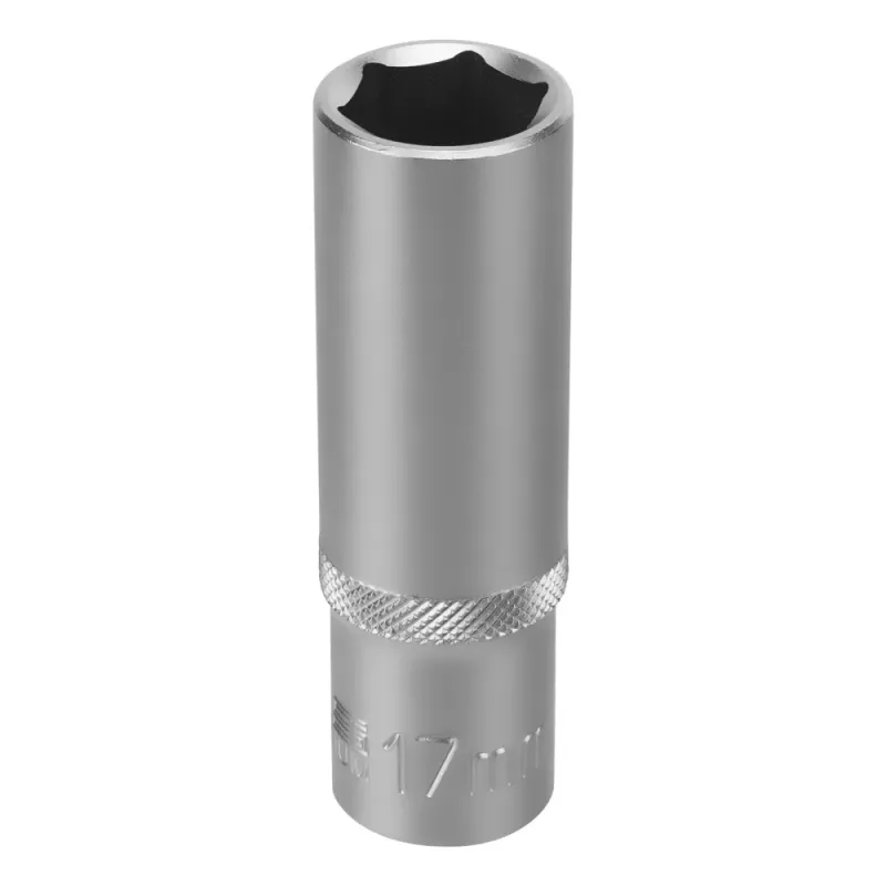 Головка торцевая удлиненная, 17 мм, 6-гранная, CrV, под квадрат 1/2", Stels