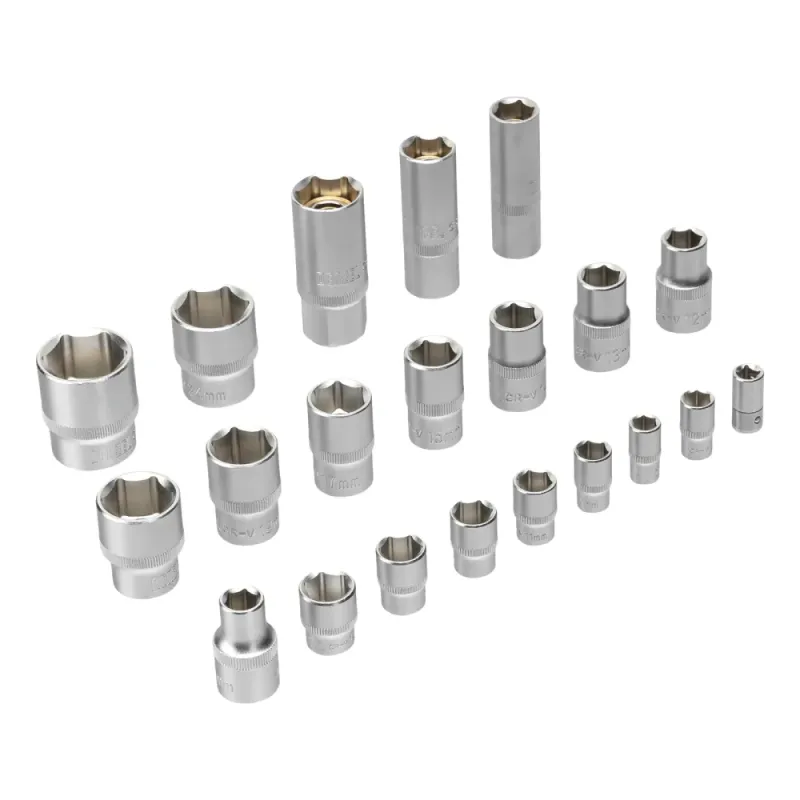 Набор инструментов, 1/2", 1/4", CrV, S2, пластиковый кейс, 64 предмета Denzel