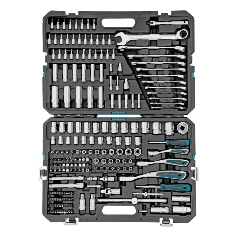 Набор инструментов, 1/2", 3/8", 1/4", CrV, 120 зубьев, 216 предметов Gross