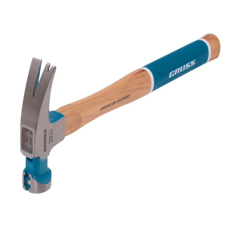 Молоток-гвоздодер,560 г, угол 75, магнит, обрезиненная рукоятка AMERICAN HICKORY  GROSS
