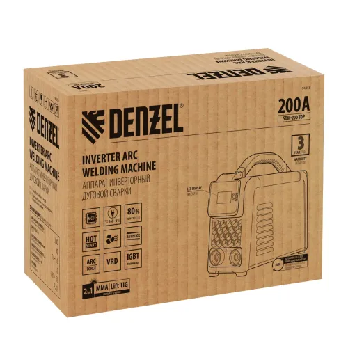 Аппарат инвертор. дуговой сварки SDM-200 Top, 200 А, ПВ 80% Denzel