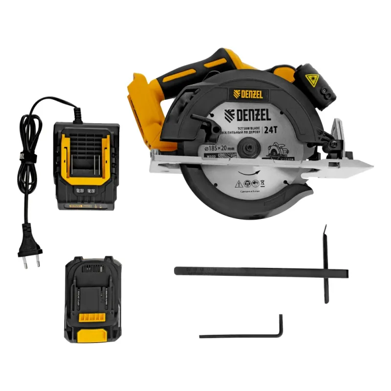 Пила циркулярная аккумуляторная бесщет. CCSH-BL-20-185, 185 мм, Li-Ion, 20 В Denzel