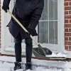 Лопата для уборки снега пластиковая, 420 х 425 х 1550 мм, деревянный черенок, Сибртех