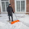 Движок для уборки снега пластиковый, 795х435х1280 мм, стальная рукоятка, усиленный Сибртех