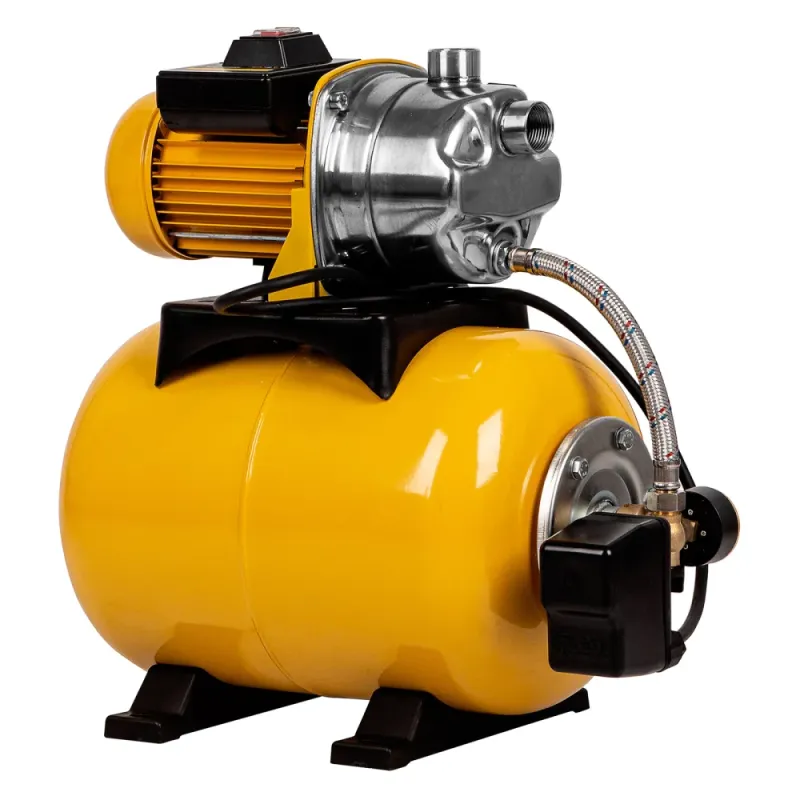Насосная станция PS-1000X, 1000 Вт, 3500 л/ч, ресивер 24 л, напор 44 м, нержавейка Denzel