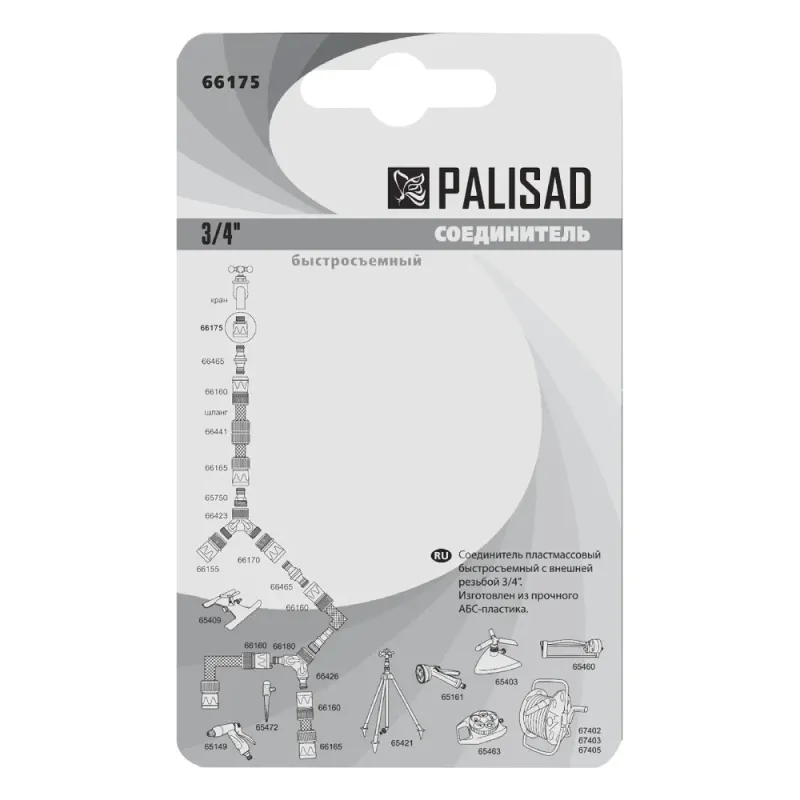 Соединитель пластмассовый быстросъемный, внешняя резьба 3/4" Palisad